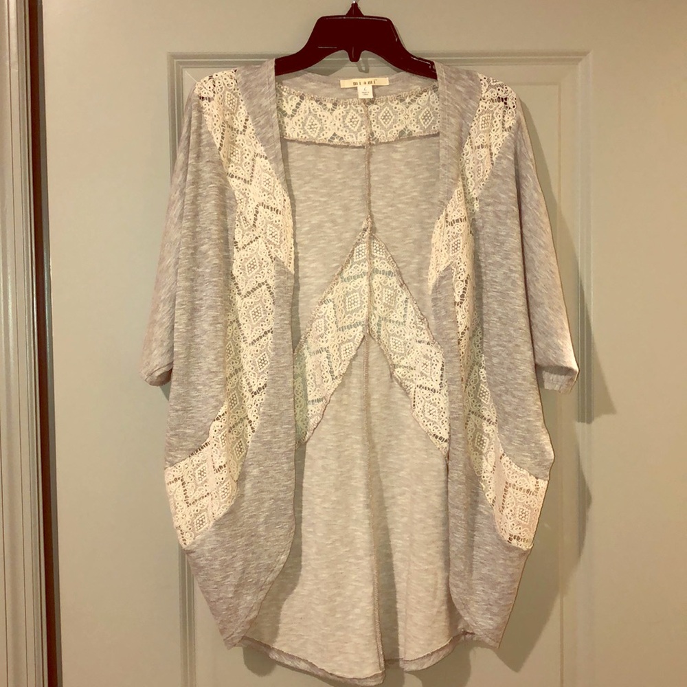 Grey and cream with lace cardigan